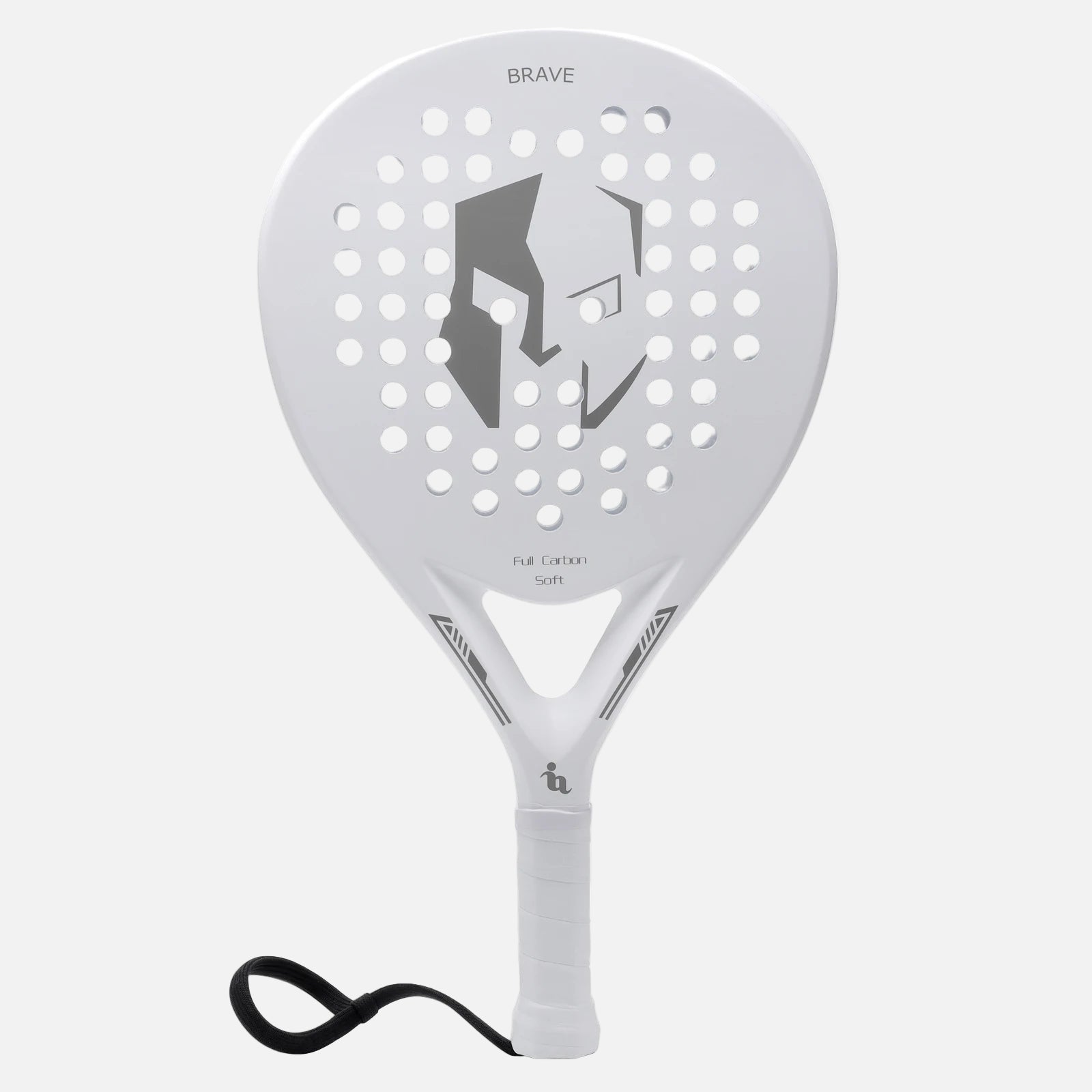 White tennis racket with 'Brave' branding on a white background